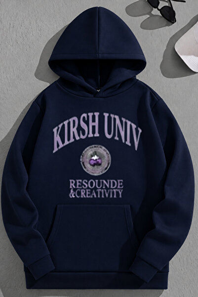 K KOZZ STYLE Unisex 3-κλωνο βαμβακερό μπλουζάκι με στάμπα KIRSHUNIV σε μπλε ν...