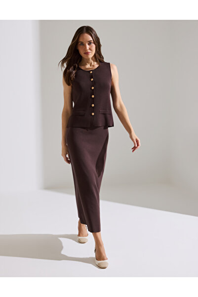 Pierre Cardin Brown A-Line Knitwear Skirt 50331304-Vr029