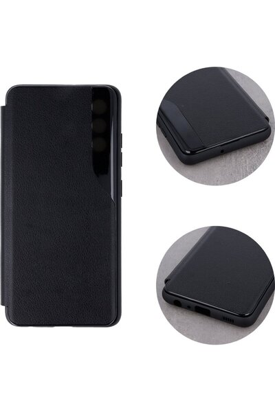 OEM Θήκη Smart View για Xiaomi Redmi Note 10 / Redmi Note 10S Μαύρη