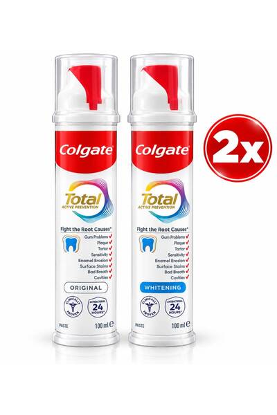 Colgate 2x 100 ml pastă de dinți, total: 1x original + 1x pentru albire
