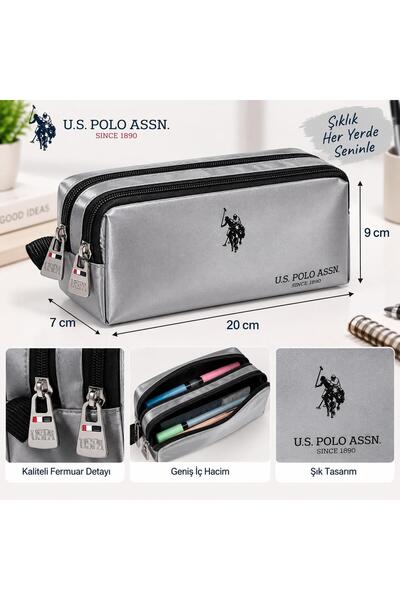 U.S. Polo Assn. Θήκη στυλό διπλής θέσης με σατέν εμφάνιση PLKLK