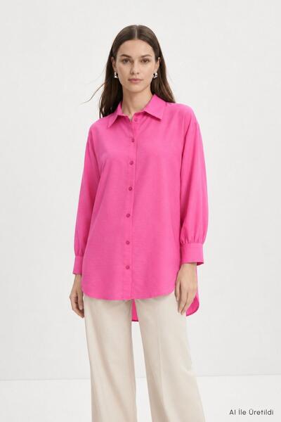 Rays Cămașă supradimensionată cu mâneci bufante 8699 Fuchsia