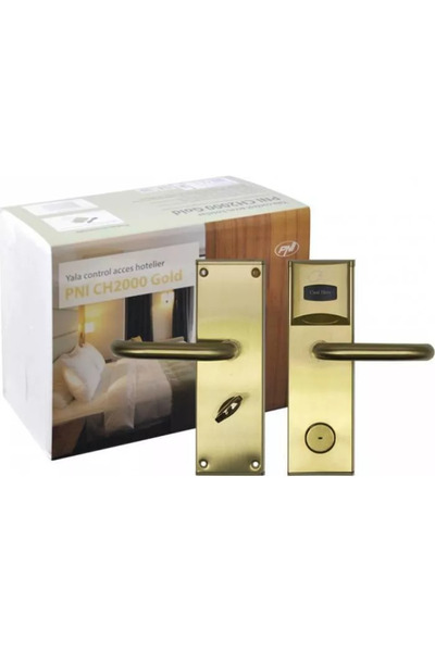 PNI Yala control acces hotelier CH2000R Auriu cu cititor de card deschidere p...