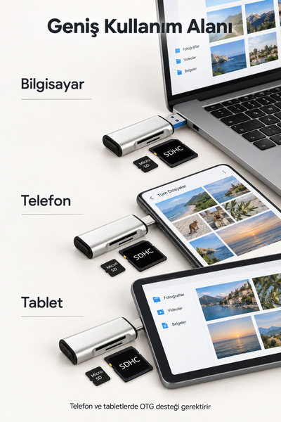 Anunnaki 3in1 Type-C USB 3.0 Micro USB SD Micro SD Memory Stick Pro Duo Kart Okuyucu OTG Adaptör