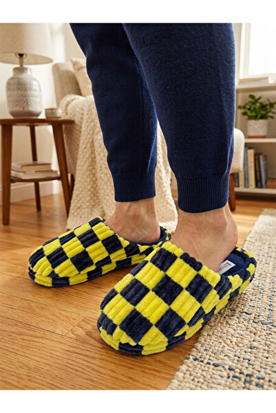 shoemio Double Colored Corduroy Comfortable Men's House Slippers