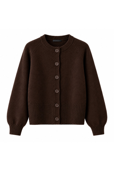 peri tower Women's Crew Neck Buttoned Balloon Sleeve Basic Knitwear Cardigan ...