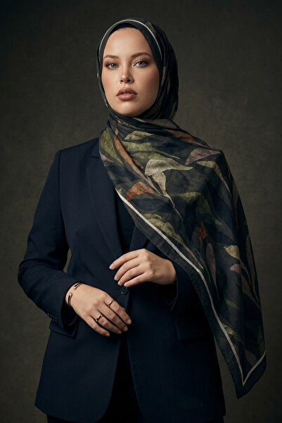 Earthy Floral Desen Bambu Kraş Şal 2