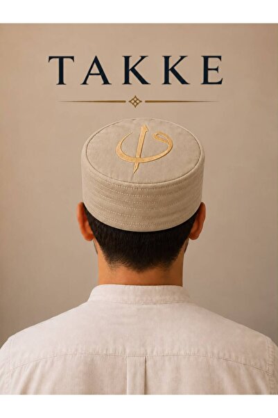 Takke ® Elif Vav Nakışlı Erkek İbadet ve Günlük Kullanım İçin