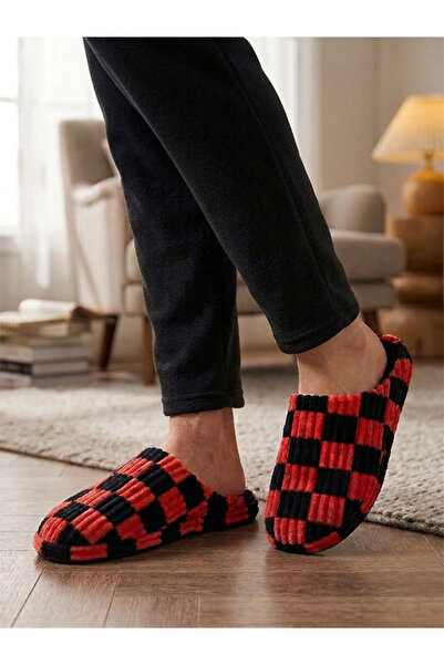 shoemio Double Colored Corduroy Comfortable Men's House Slippers