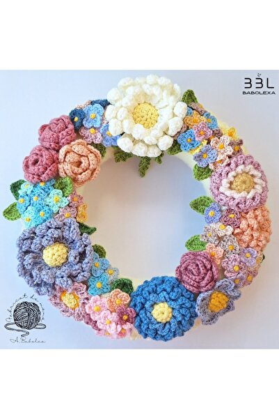 babolexa Coronita Handmade BABOLEXA®, Flori Crosetate Manual, Diametru 22 cm,...