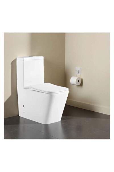 Danube Home Milano One Piece WC S-Trap Toilet With Seat Cover & Hinges - Squa...