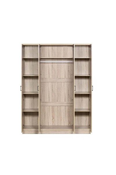 Danube Home Gamorah 4 Door Wardrobe Sturdy Closet Clothes Storage Cupboard Modern Design Space Saving Swing Door Cabinet For Bedroom L160Xw55Xh210Cm - Sonoma Oak