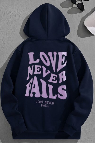 K KOZZ STYLE Unisex 3-κλωνο βαμβακερό μπλουζάκι με στάμπα LoveNeverFails σε μ...