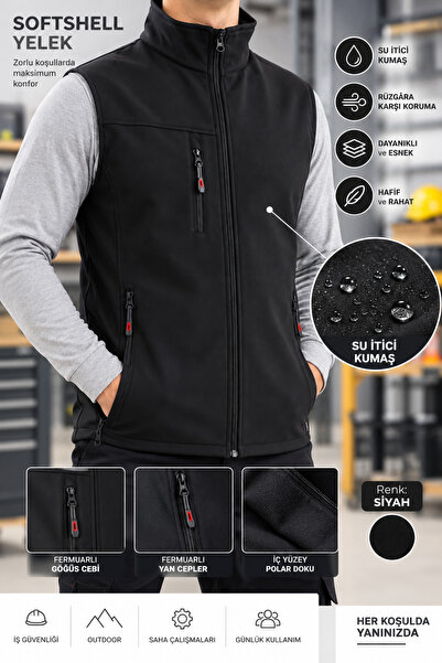 BŞAR Premium Softshell Yelek – Rüzgar Geçirmez & Su İtici