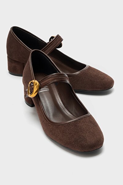 LuviShoes Γυναικεία παπούτσια με τακούνι MEREL σε καφέ σουέντ