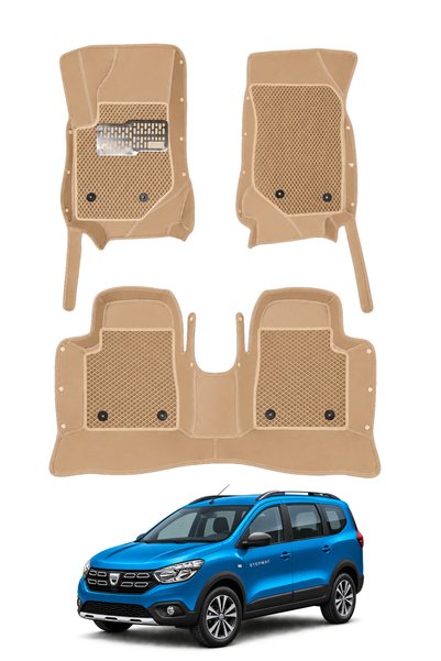 stiloto Dacia Lodgy MPV (2012-2023) Uyumlu 8D Deri Oto Paspas - Noktalı Desen
