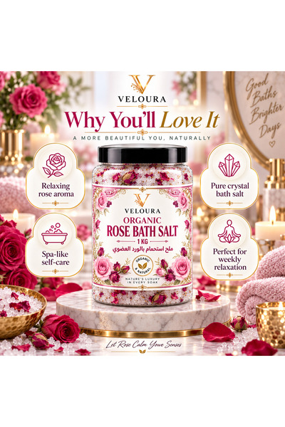 Veluora ORGANIC ROSE SUGAR SCRUB ICECREAM 1KG – LUXURIOUS EXFOLIATING BODY, H...