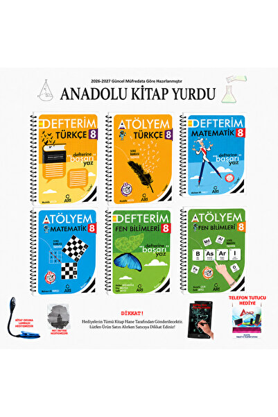 Arı Yayıncılık 2026-2027 8. Sınıf Defterim Ve Atölyem Türkçe Matematik Fen Ko...
