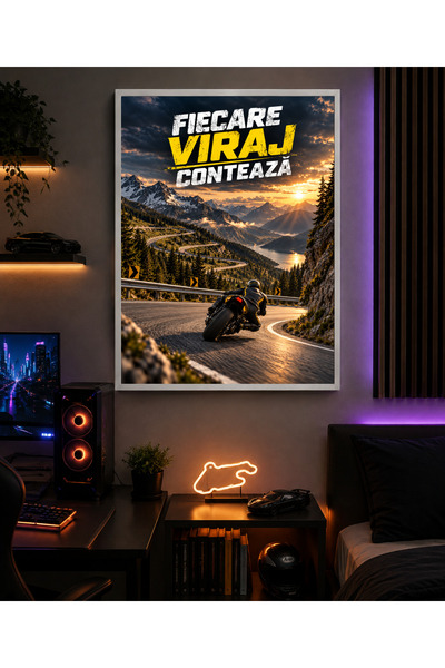 Miutic Print Studio Tablou decorativ pentru motocicliști „Fiecare viraj conte...