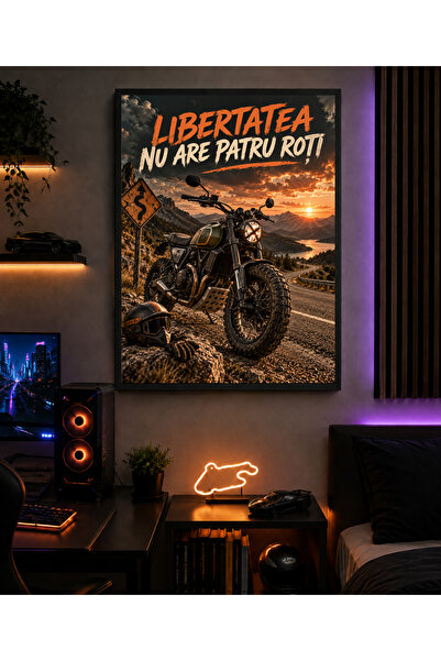 Miutic Print Studio Tablou decorativ pentru motocicliști „Libertatea nu are p...