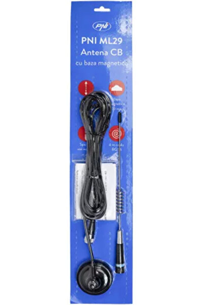 PNI Antena CB ML29 lungime 34 cm cu magnet inclus diametru 70 mm si cablu RG58