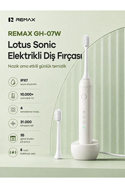 Lotus GH-07W Sonic Şarjlı Elektrikli Diş Fırçası -30 Gün Pil Ömrü Type-C Şarjlı