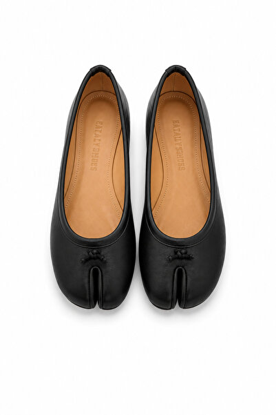 Eataly Shoes Mia Hakiki Deri Siyah Tabi Babet