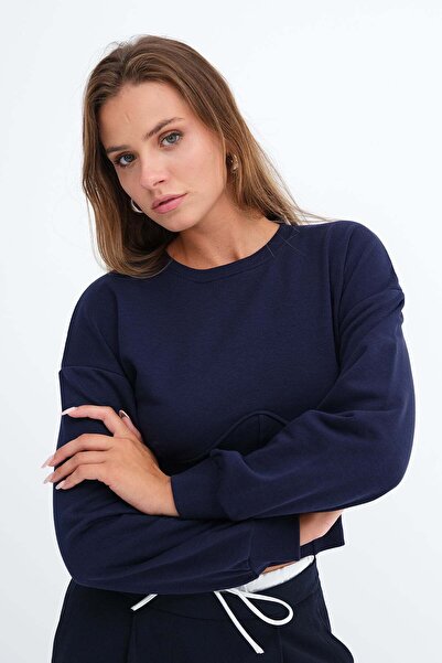 Addax Beli Corseted Crop Sweatshirt S11289