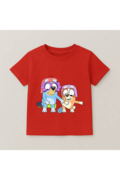 SVART WEAR Bluey Costumed Friends Printed Kids T-Shirt 100% Cotton Red