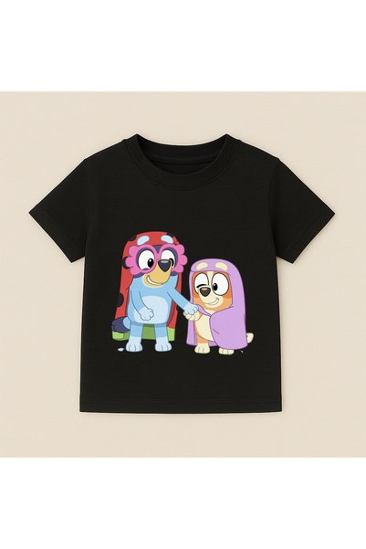 SVART WEAR Bluey Costume Printed Kids T-Shirt 100% Cotton Black