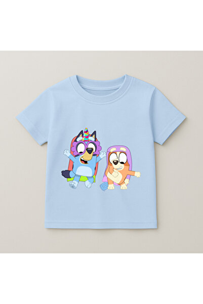 SVART WEAR Bluey Costume Party Printed Kids T-Shirt 100% Cotton Baby Blue