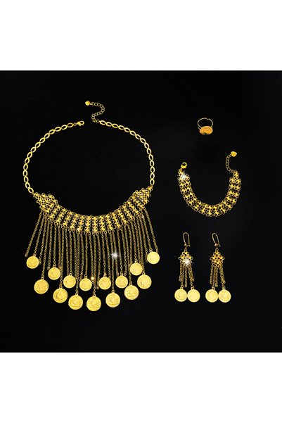 Generic Fashion Gold Plated for Weddings Jewelry with Necklace Earrings Bracelet Ring Dubai Arabic Women