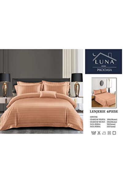 odjas Lenjerie de Pat Damasc LUNA HOME Pucioasa, 6 Piese, cu Elastic, Cearcea...