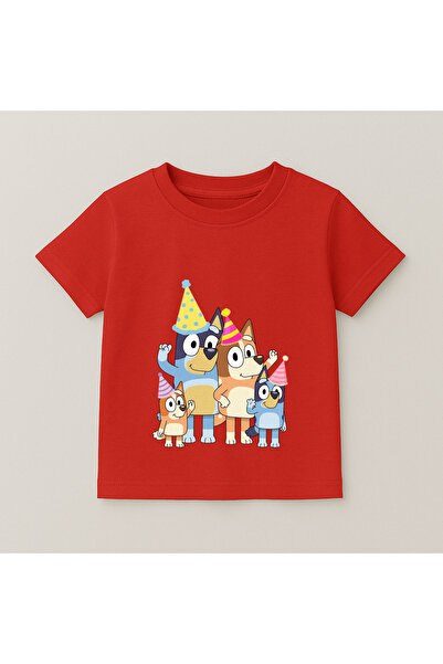 SVART WEAR Bluey Friends Printed Kids T-Shirt 100% Cotton Red