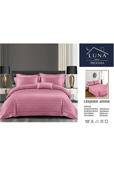 odjas Lenjerie de Pat Damasc LUNA HOME Pucioasa, 6 Piese, cu Elastic, Cearcea...