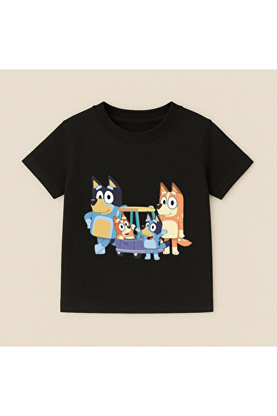 SVART WEAR Bluey Birthday Family Printed Kids T-Shirt 100% Cotton Black