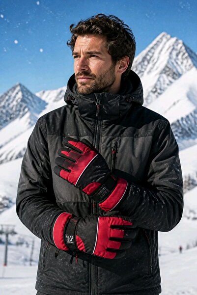 Monalisa Home Red and Black Color Winter Ski/Snow Gloves