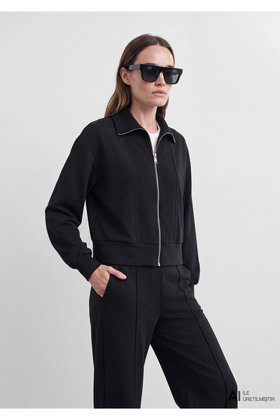 Mavi (Tencel) ™ ) Hanorac negru din amestec modal, croială lejeră / croială a...