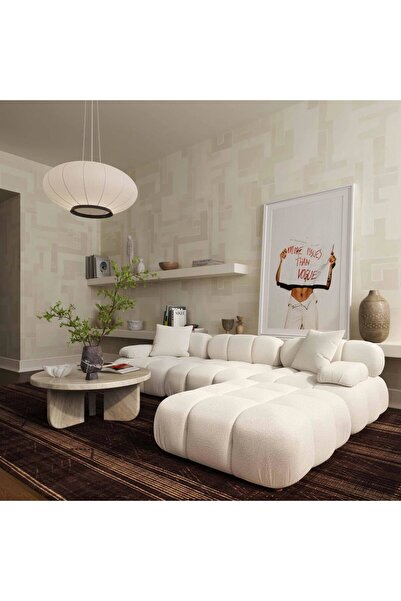 TOV Calliope Cream Vegan Shearling Modular Corner Chair