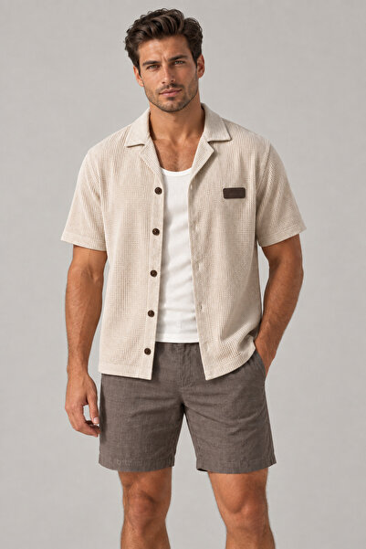 PROLET Gabardine Back Roba Detailed Men's Waffle Shirt