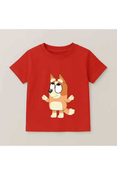 SVART WEAR تي شيرت بلوي بينجو للأطفال مطبوع عليه هزاز اليد، 100% قطن، أحمر