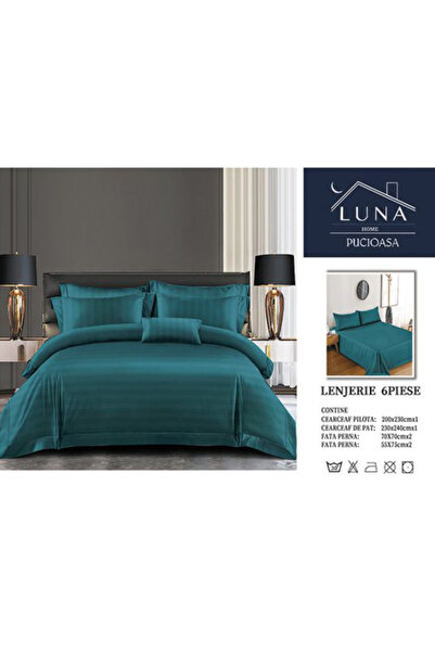 odjas Lenjerie de Pat Damasc LUNA HOME Pucioasa, 6 Piese, cu Elastic, Cearcea...