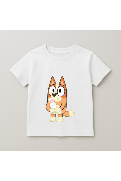 SVART WEAR Bluey Bingo Sitting Printed Kids T-Shirt 100% Cotton White
