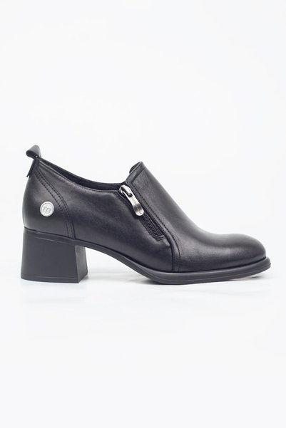 Adım Adım Mammamia Genuine Leather Heeled Shoes with Side Zipper