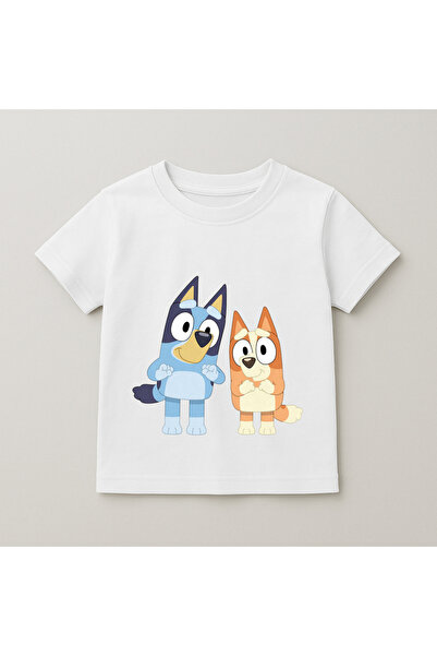 SVART WEAR Bluey and Bingo Side by Side Printed Kids' T-Shirt 100% Cotton White