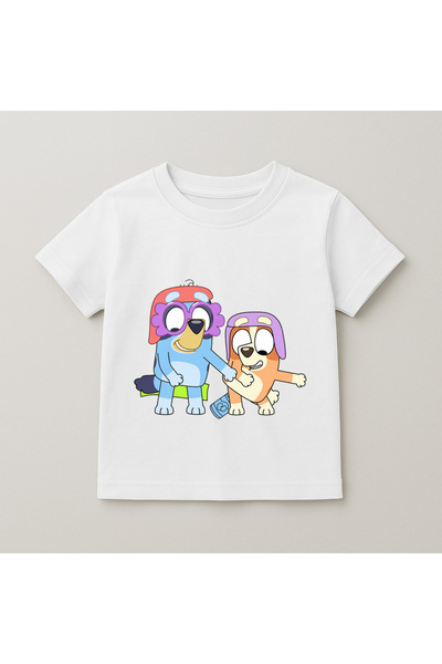 SVART WEAR Bluey Costumed Friends Printed Kids T-Shirt 100% Cotton White