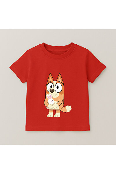 SVART WEAR Bluey Bingo Sitting Printed Kids T-Shirt 100% Cotton Red