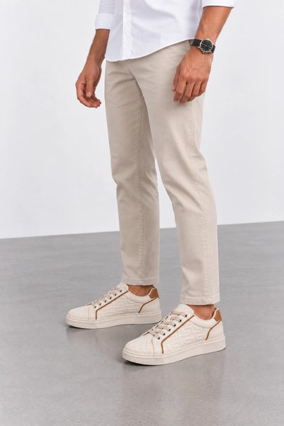HT HOTİN Astrum Men's Lace-Up Casual Sneaker Sports Shoes - Beige