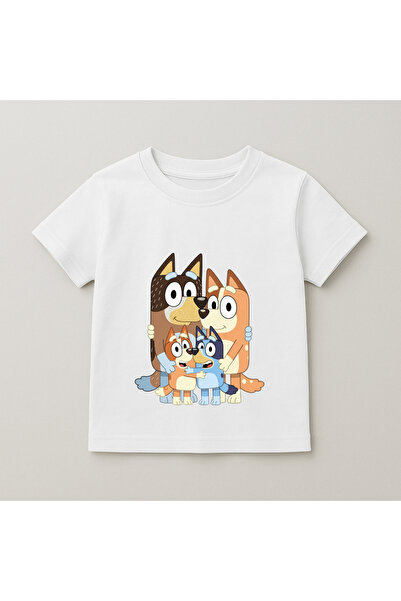 SVART WEAR Bluey Family Portrait Printed Kids T-Shirt 100% Cotton White