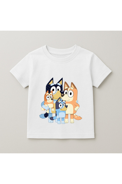 SVART WEAR Bluey Family Printed Kids T-Shirt 100% Cotton White